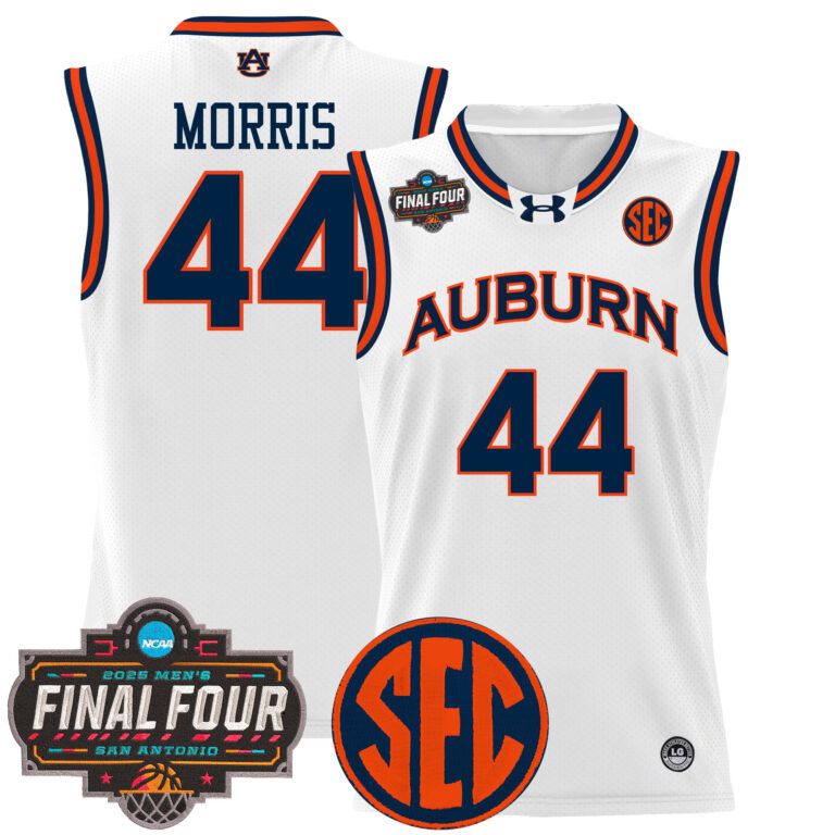 Men Auburn Tigers #44 Morris white 2025 Final Four Patch Lightweight  NCAA Jersey->ncaa teams->NCAA Jersey
